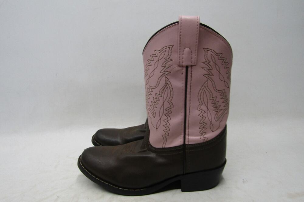 Smoky Mountain Youth Size 2.5 R Pink Brown Leather Western Cowboy Boots
